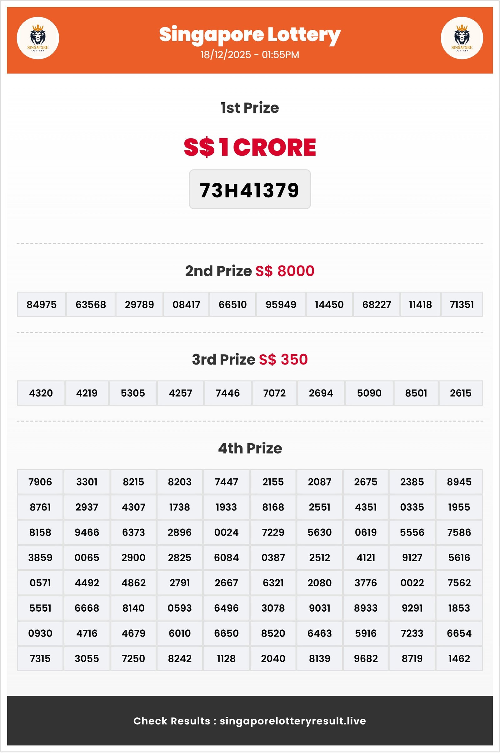 Thumbnail for 18/12/2025 Result | 01:55 PM