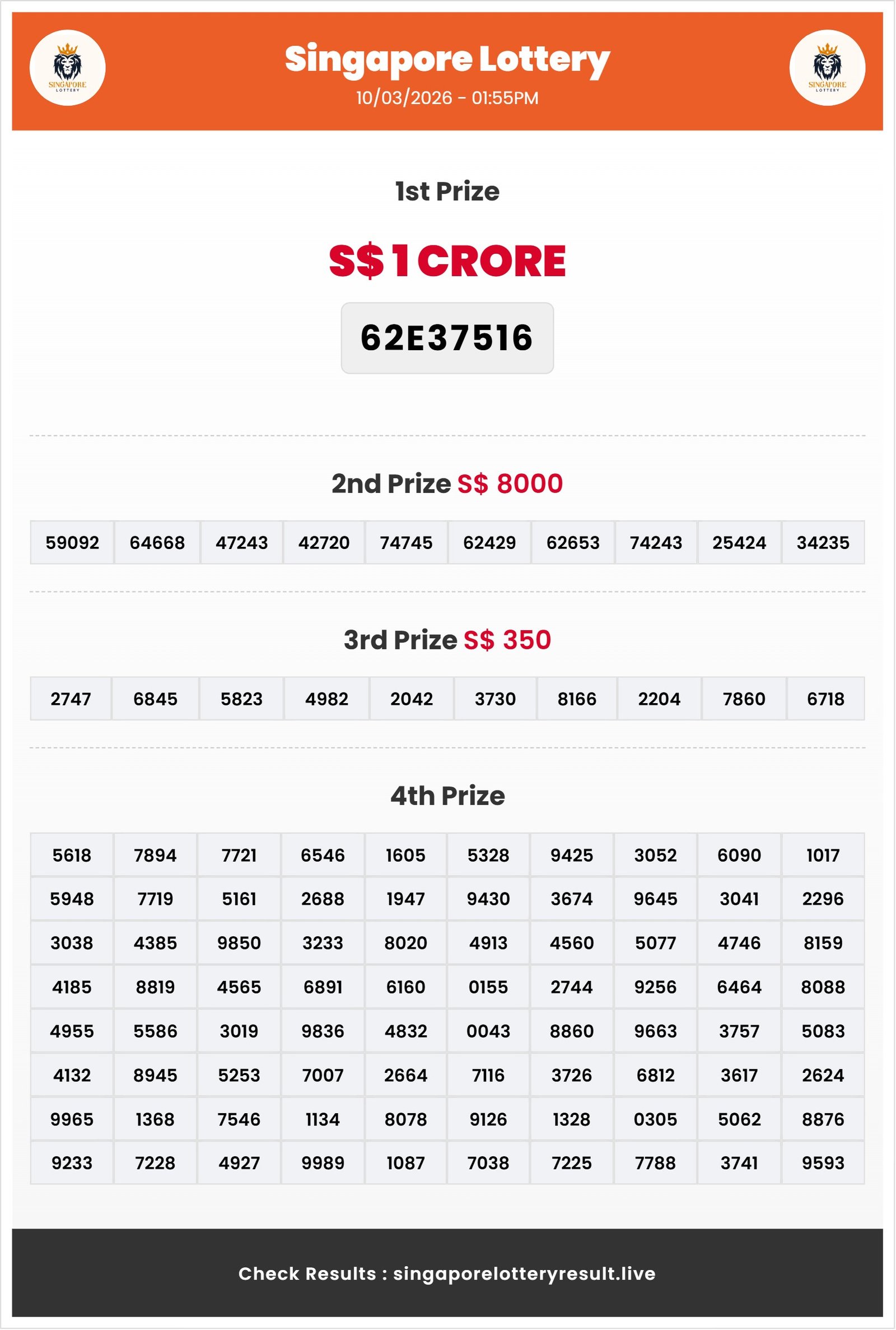 Thumbnail for 10/03/2026 Result | 01:55 PM