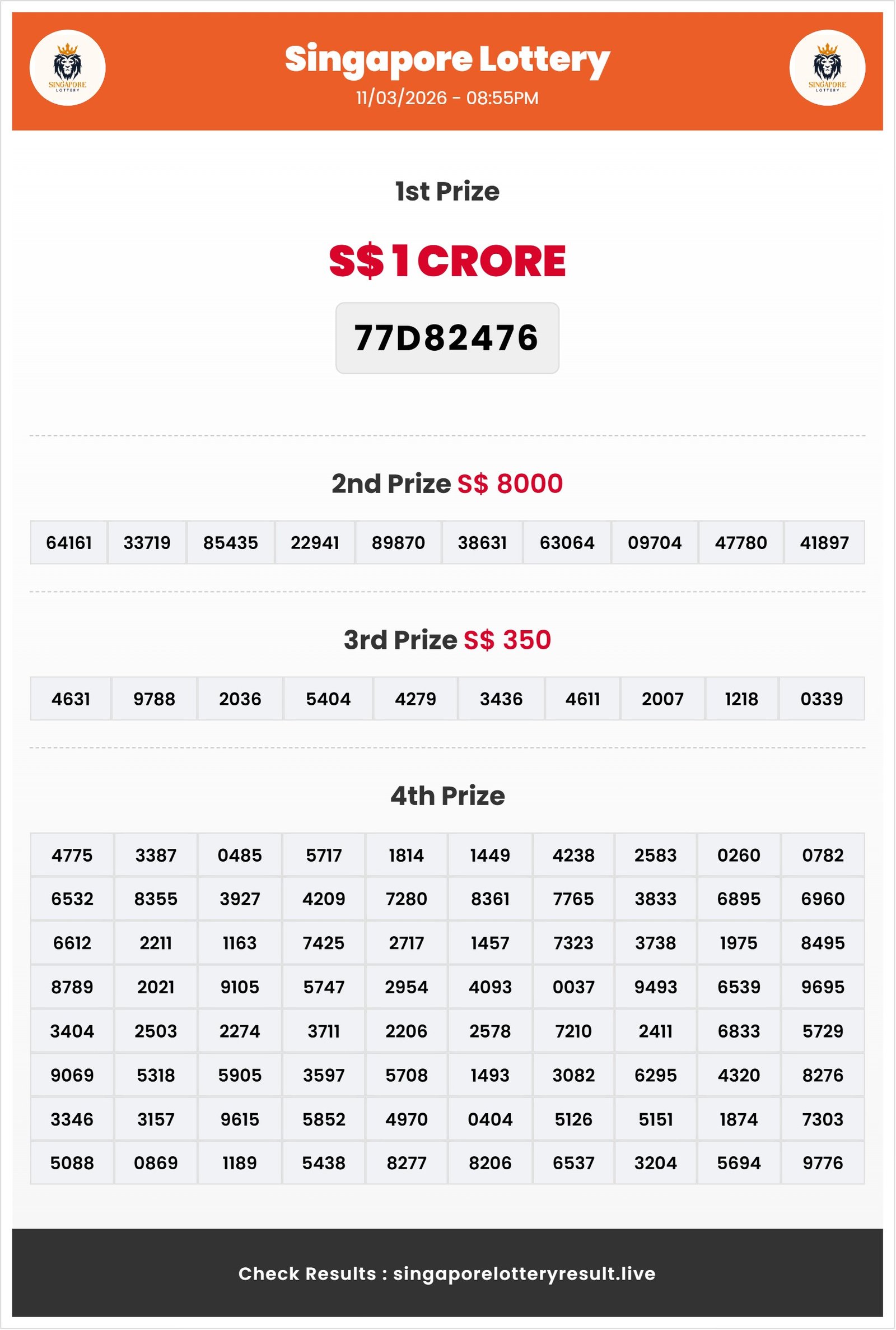 Thumbnail for 11/03/2026 Result | 08:55 PM