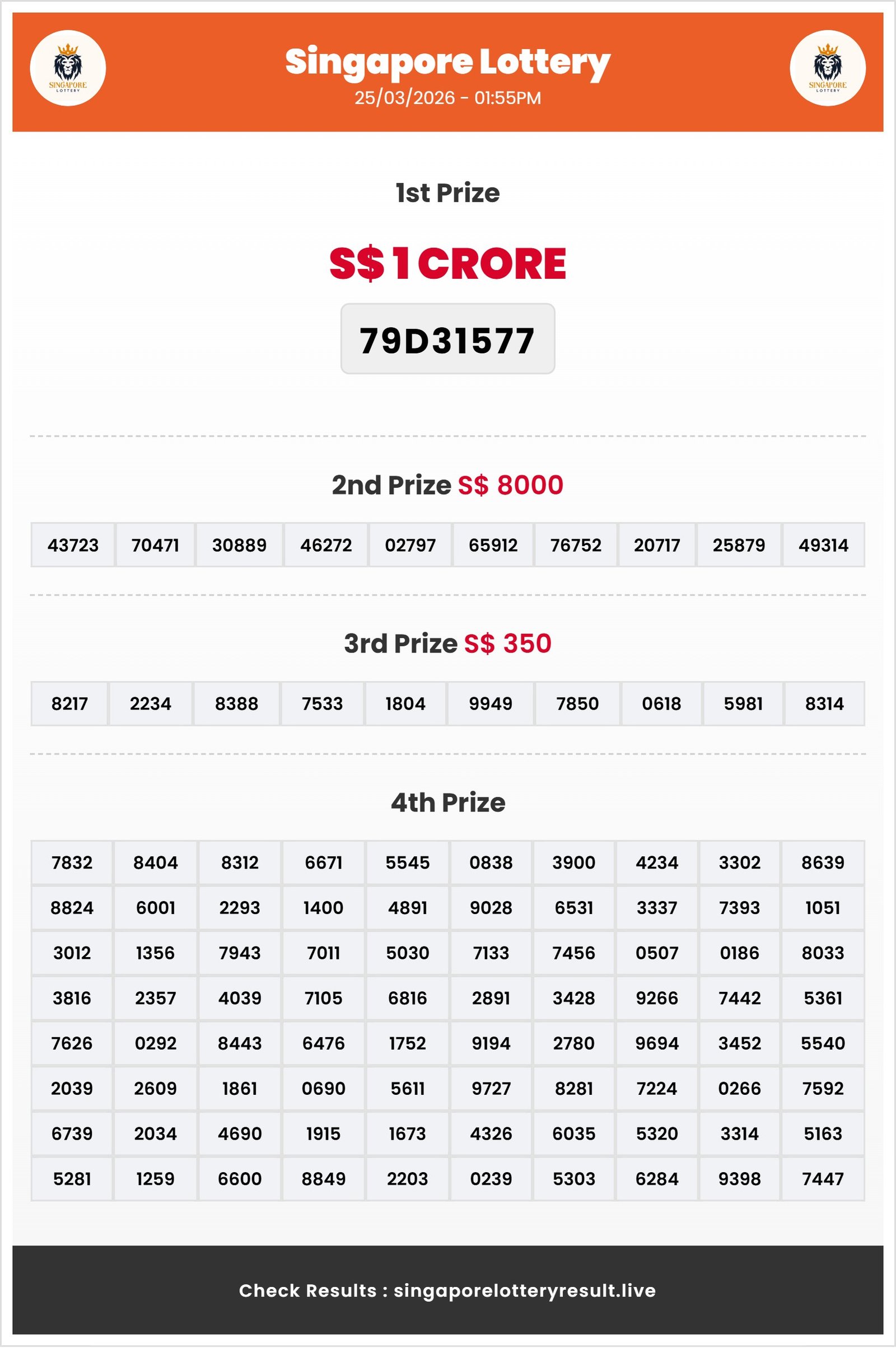 Thumbnail for 25/03/2026 Result | 01:55 PM  