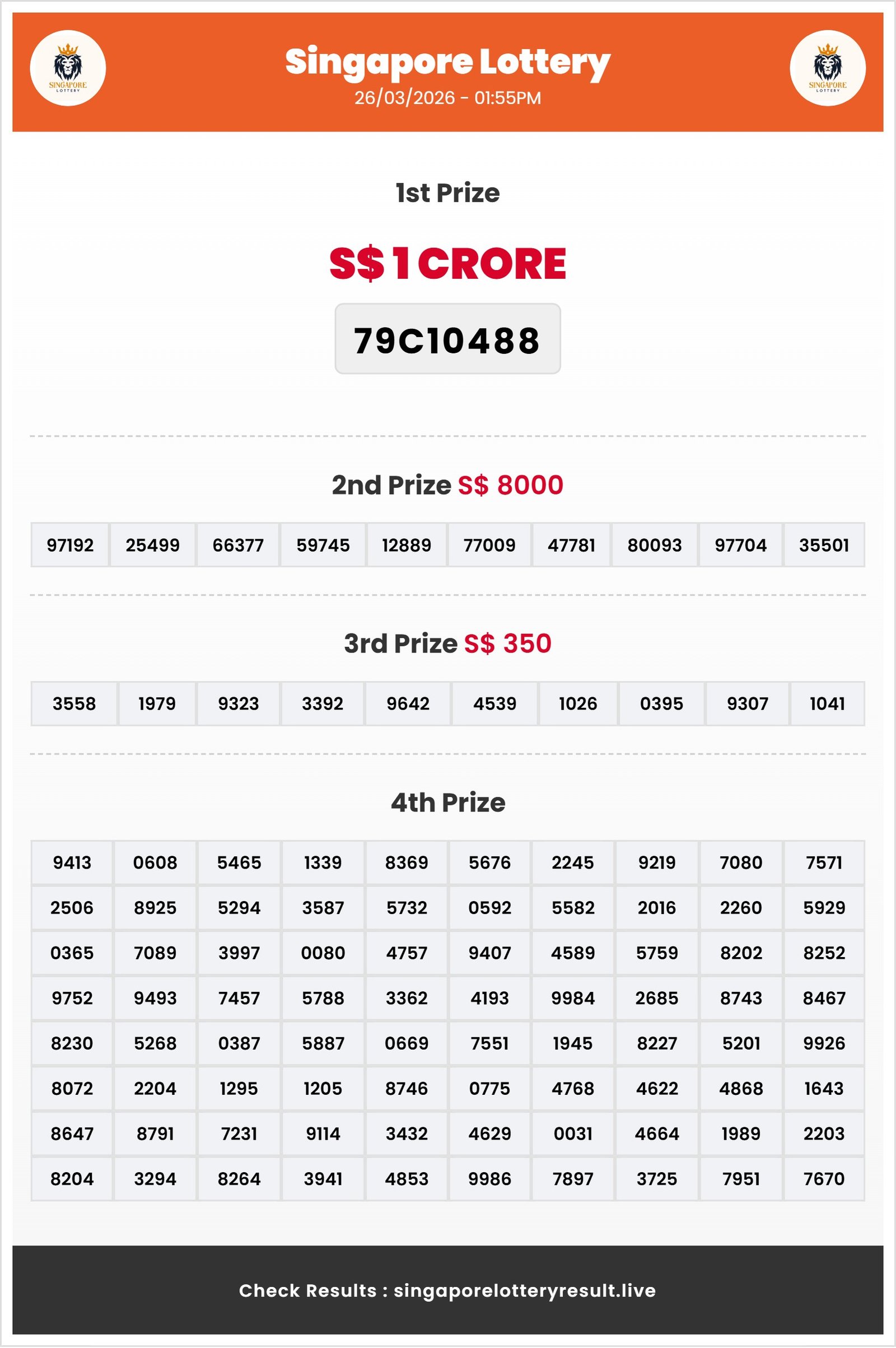 Thumbnail for  26/03/2026 Result | 01:55 PM