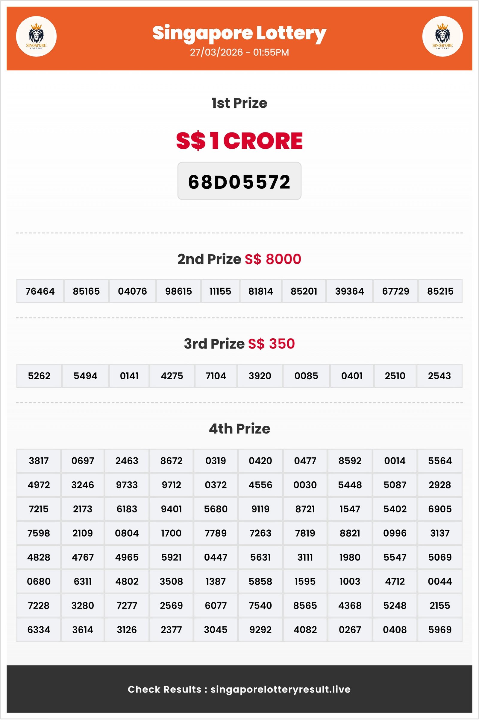 Thumbnail for   27/03/2026 Result | 01:55 PM