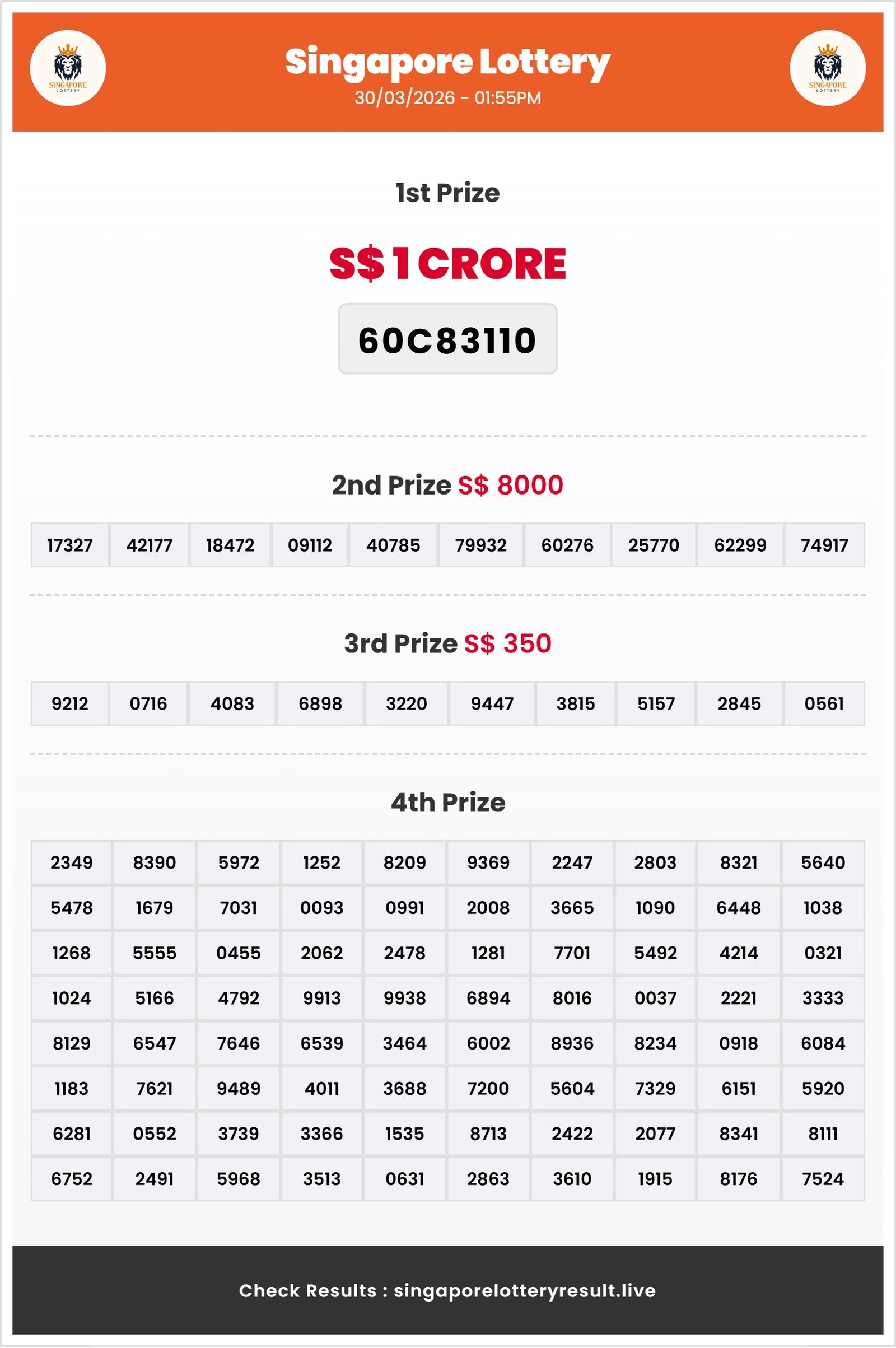Thumbnail for   30/03/2026 Result | 01:55 PM